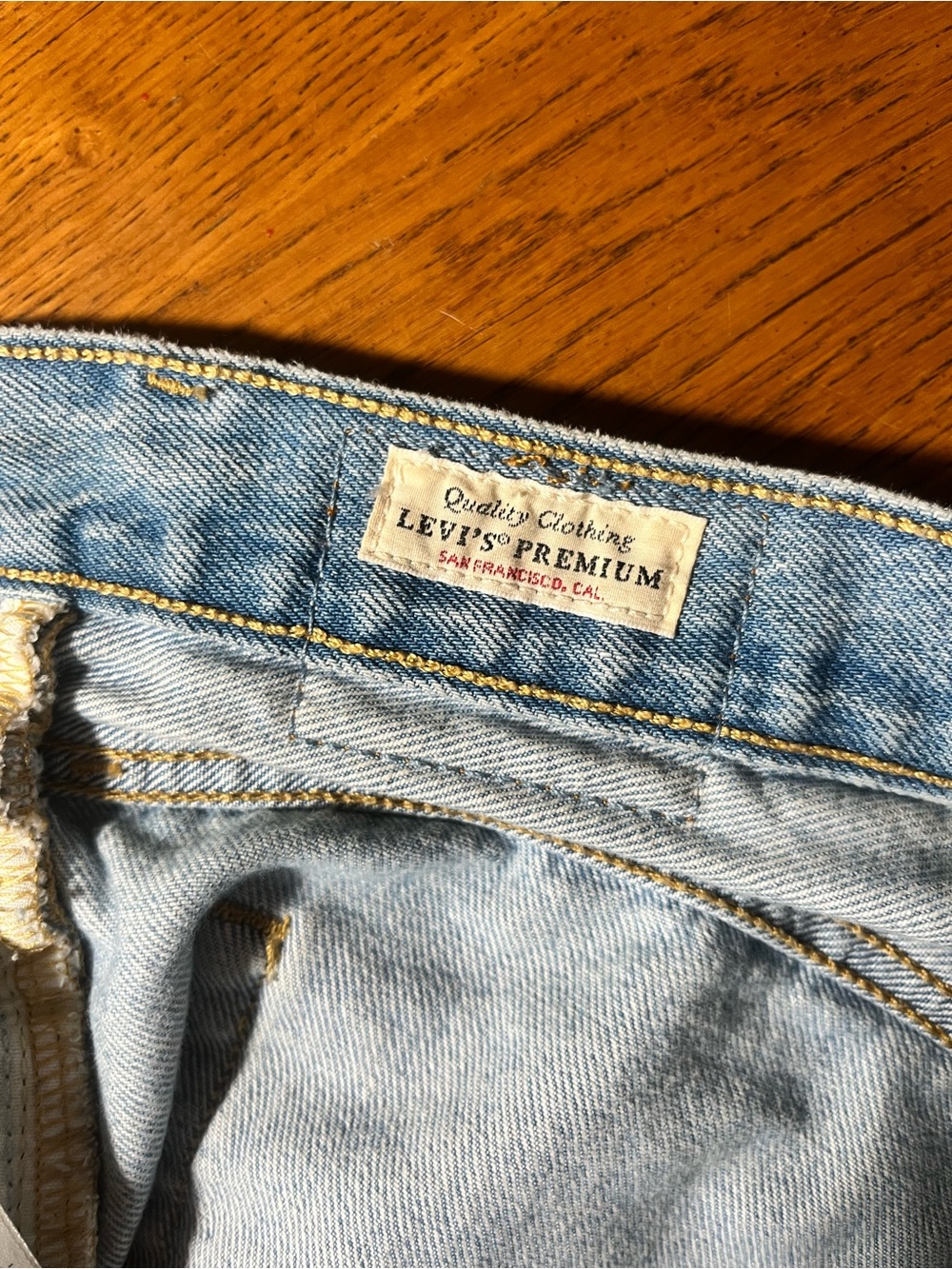Levi's Light Blue Distressed Denim Cutoff Shorts - Picture 4 of 9